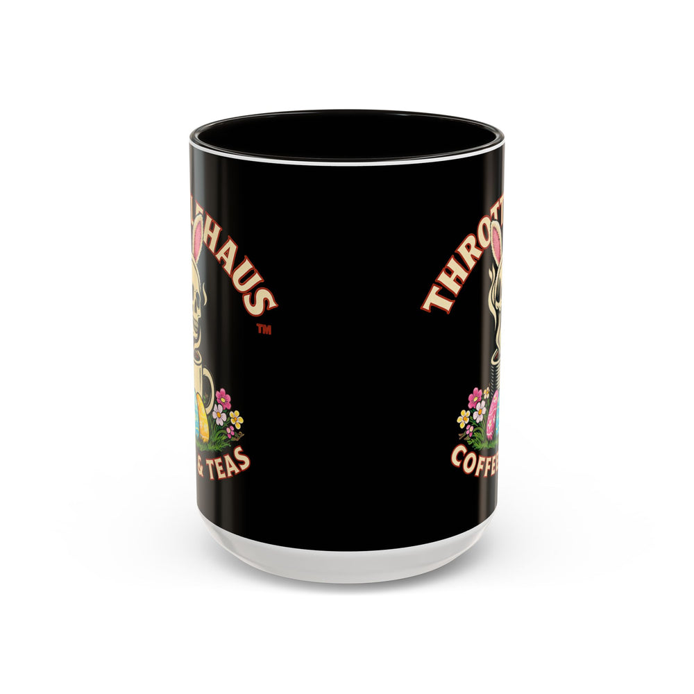 Coffee Mug — Throttlehaus Skull with Bunny Ears & Easter Eggs